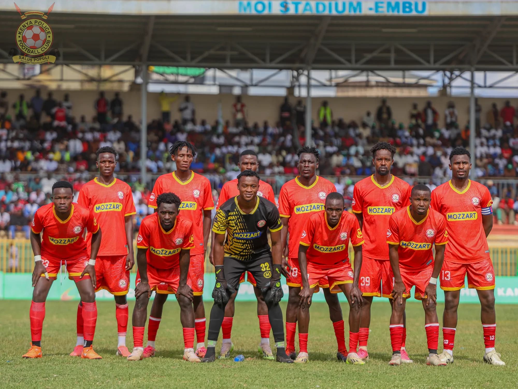 Kenya Police players line up before a league match in Embu